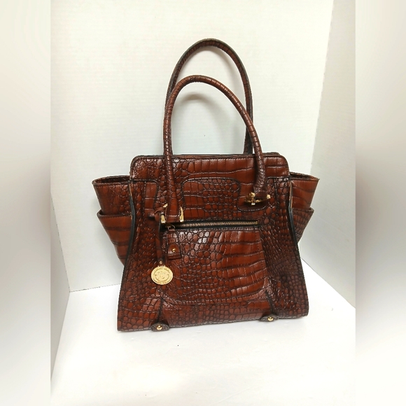 London Fog Handbags - London Fog Elegant Brown Crocodile-Embossed Women's Bag